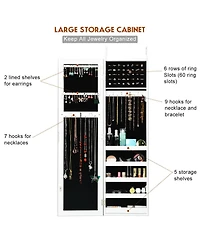Sugift Door and Wall Mounted Armoire Jewelry Cabinet with Full-Length Mirror