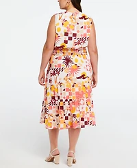 Ella Rafaella Plus Cotton Tiered Midi Dress