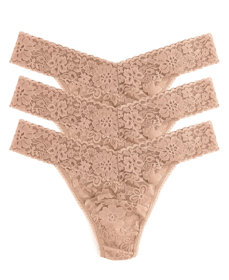 Hanky Panky Women's Daily Lace Orignal Rise 3 Pack Thong Underwear