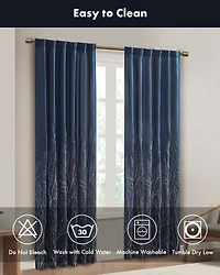 Madison Park Andora Botanical Embroidered Curtain Panel, Single with Privacy Lining for Bedroom and Living Room, 84 inch length