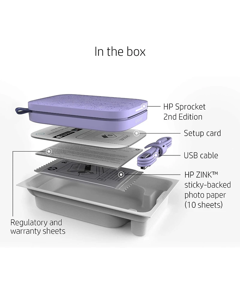 Hp Sprocket Portable 2x3" Instant Photo Printer with Zink Zero Ink Technology