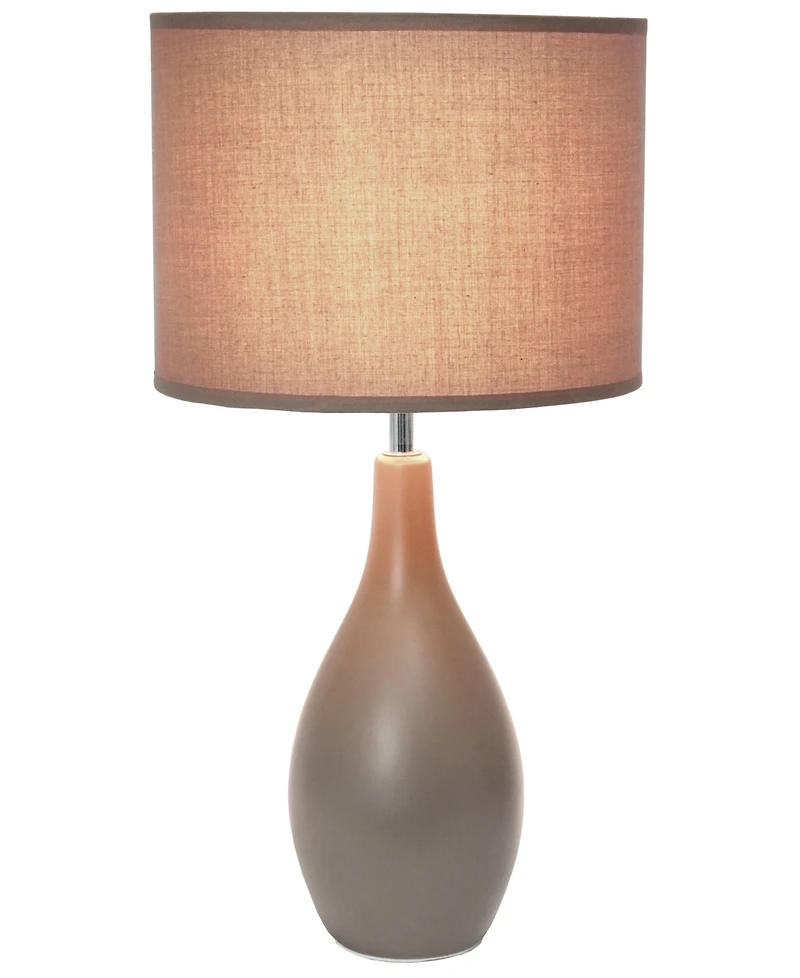 Creekwood Home Essentix 18.11" Traditional Standard Ceramic Dewdrop Table Desk Lamp with Matching Fabric Shade