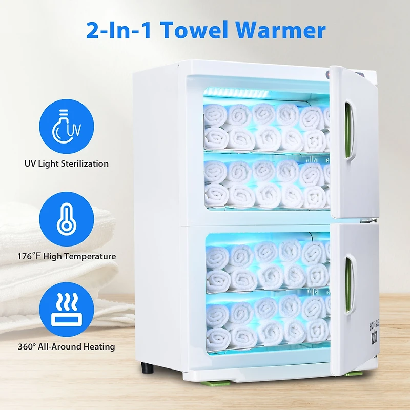Yescom 46L Hot Uv Sterilizer Towel Warmer Cabinet Heated Nail Salon Spa Facial Dual 4 Rack