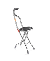 Medical Folding Walking Stick Seat Four Legged Portable Travel Hiking Cane Chair Stool