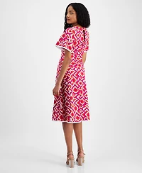 Tahari Petite Printed Midi Dress