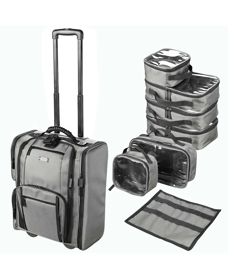 Byootique Rolling Makeup Train Case Side Pockets Cosmetic Pouch Travel