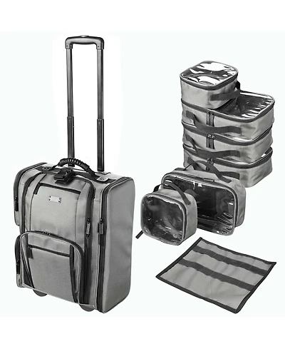 Byootique Rolling Makeup Train Case Side Pockets Cosmetic Pouch Travel