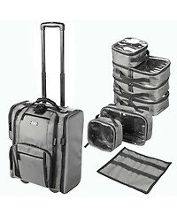Byootique Rolling Makeup Train Case Side Pockets Cosmetic Pouch Travel