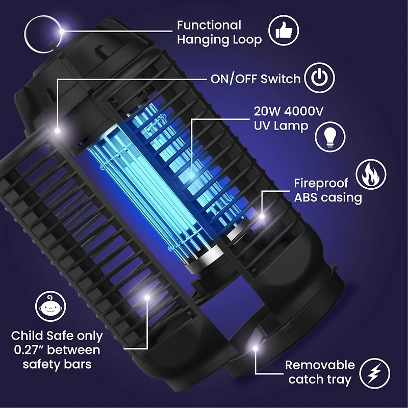 LiBa Electric Bug Zapper, Waterproof Outdoor & Indoor Insect Killer with Switch: 4000V Powerful Grid