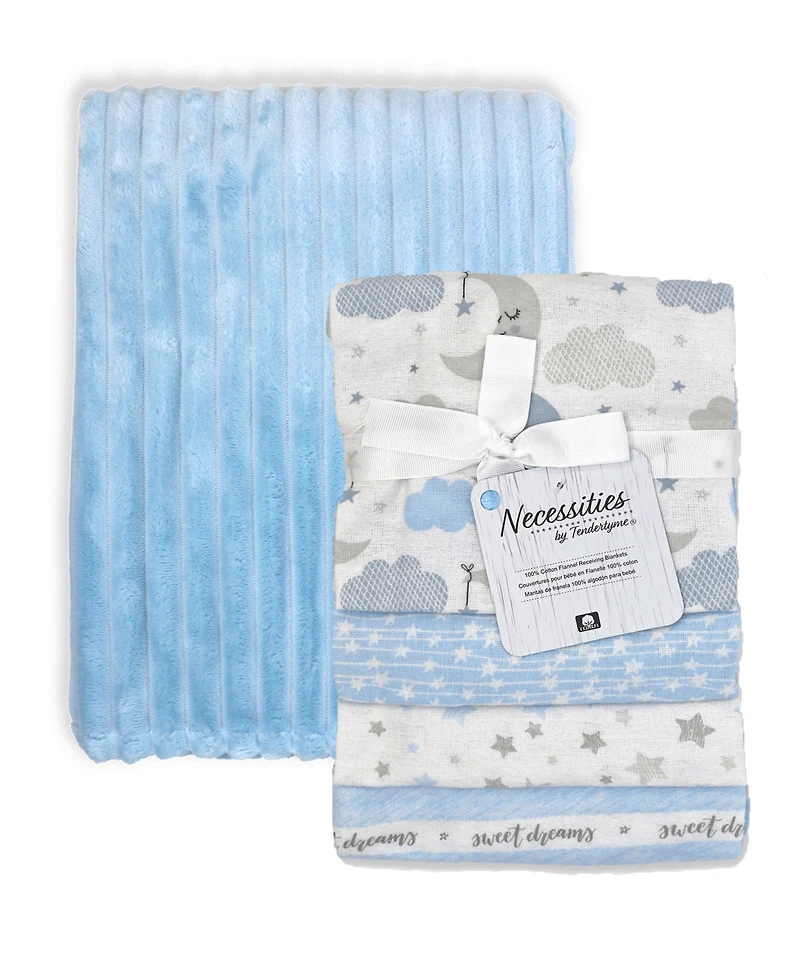 Tendertyme Baby Boys Sweet Dreams Baby Blankets, 5 Piece Gift Set