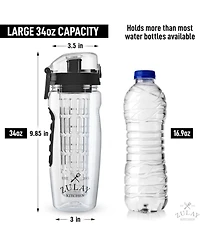 34oz Leakproof Fruit Infuser Water Bottle with Full Length Infusion Rod