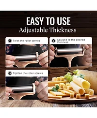 Stainless Steel Wire Cheese Slicer - Adjustable Hand Held Cutter with 2 Extra Wires