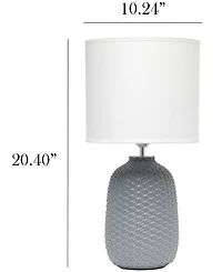 Simple Designs 20.4" Tall Traditional Ceramic Purled Texture Bedside Table Desk Lamp with White Fabric Drum Shade