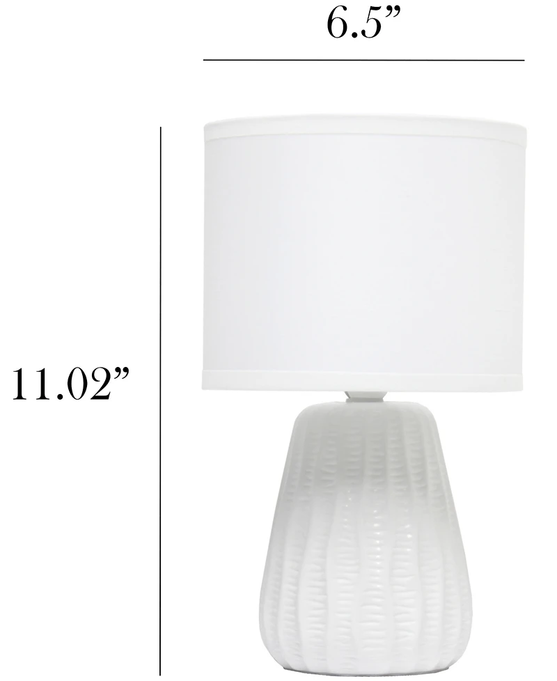 Simple Designs 11.02" Traditional Mini Modern Ceramic Texture Pastel Accent Bedside Table Desk Lamp with Matching Fabric Shade