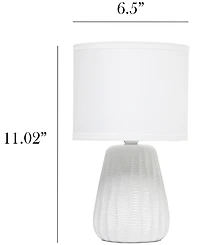 Simple Designs 11.02" Traditional Mini Modern Ceramic Texture Pastel Accent Bedside Table Desk Lamp with Matching Fabric Shade