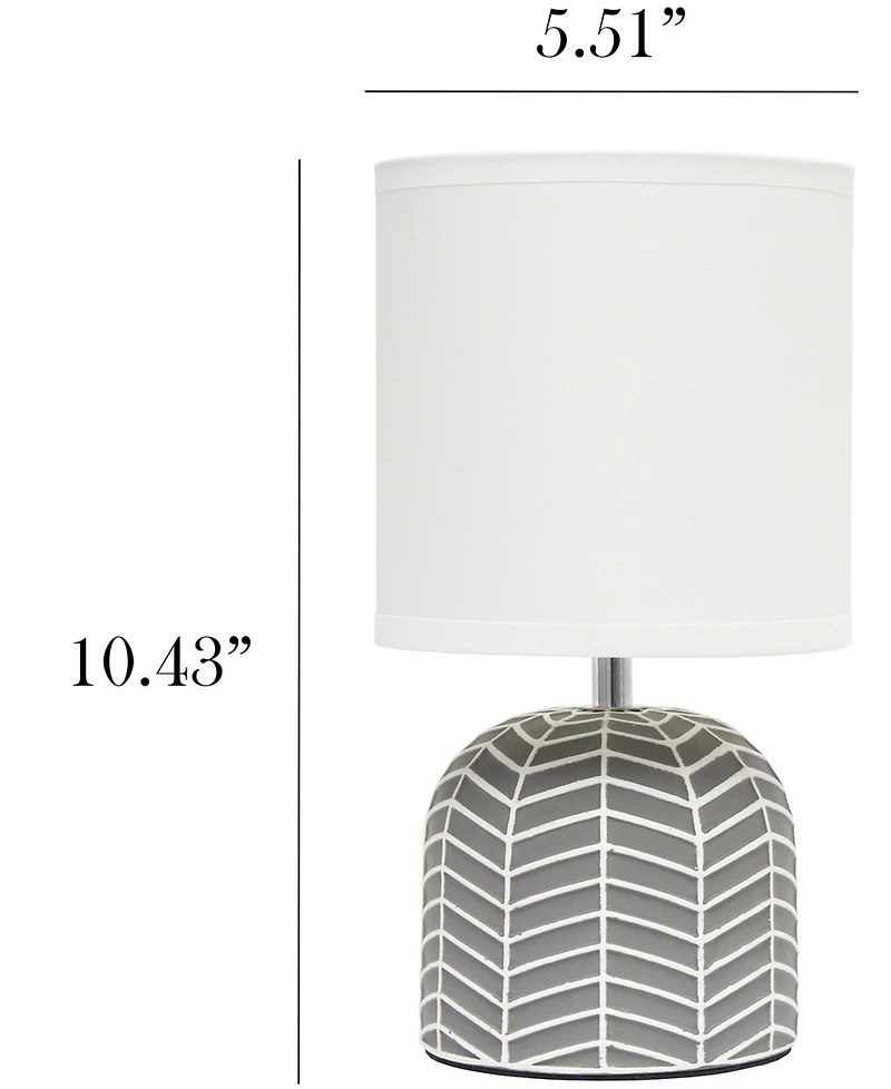 Simple Designs 10.43" Petite Contemporary Webbed Waves Base Bedside Table Desk Lamp with White Fabric Drum Shade