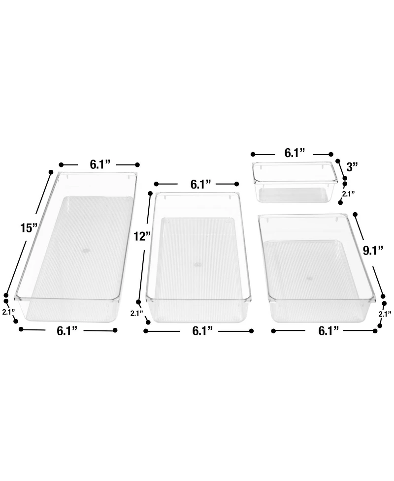Sorbus Clear Drawer Organizer 5-Piece Set, Multi-Purpose Organizer Bins for Makeup, Vanity, Bathroom, and more