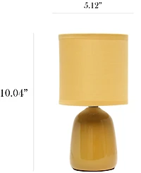 Simple Designs 10.04" Tall Traditional Ceramic Thimble Base Bedside Table Desk Lamp with Matching Fabric Shade
