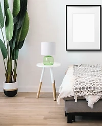 Simple Designs Glass Table Lamp with Fabric Shade, Green White Shade