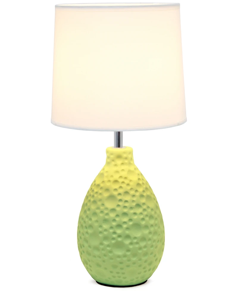 Creekwood Home Essentix 14.17" Traditional Ceramic Textured Thumbprint Tear Drop Shaped Table Desk Lamp