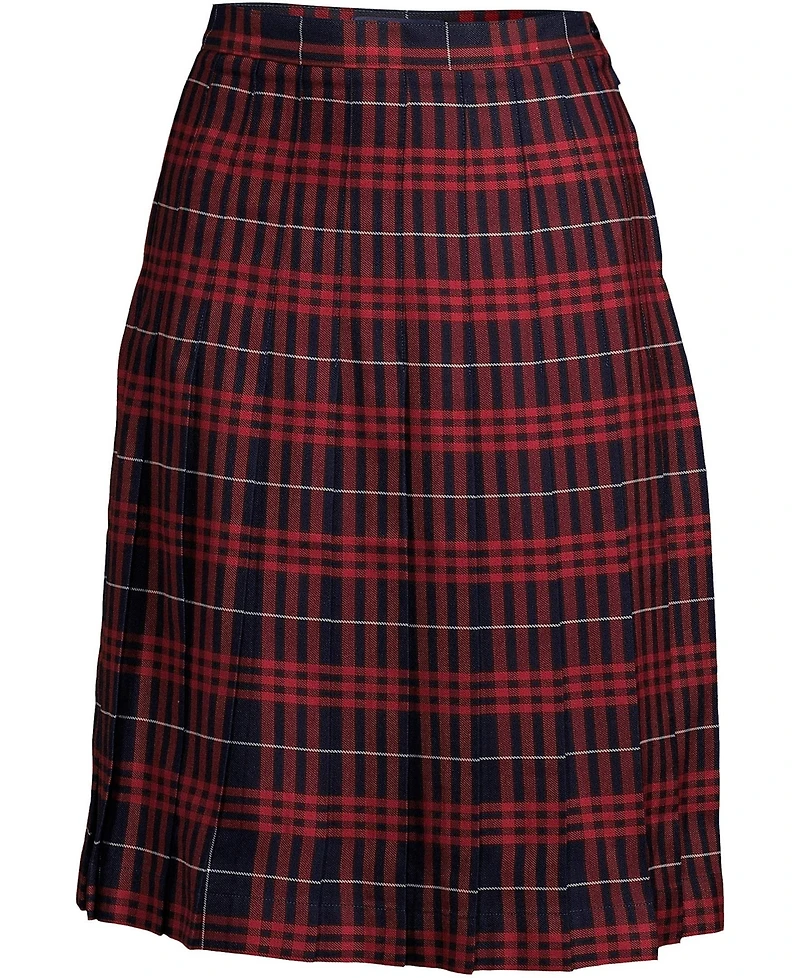 Lands' End Women's Plaid Pleated Skirt Below the Knee