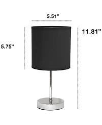 Creekwood Home Nauru 11.81" Traditional Petite Metal Stick Bedside Table Desk Lamp Chrome with Fabric Drum Shade