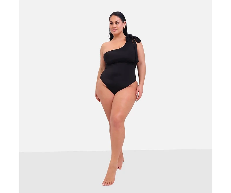 Rebdolls Plus Size Bay Tie One Shoulder Swimsuit