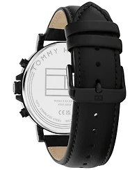Tommy Hilfiger Men's Multifunction Black Leather Watch 44mm