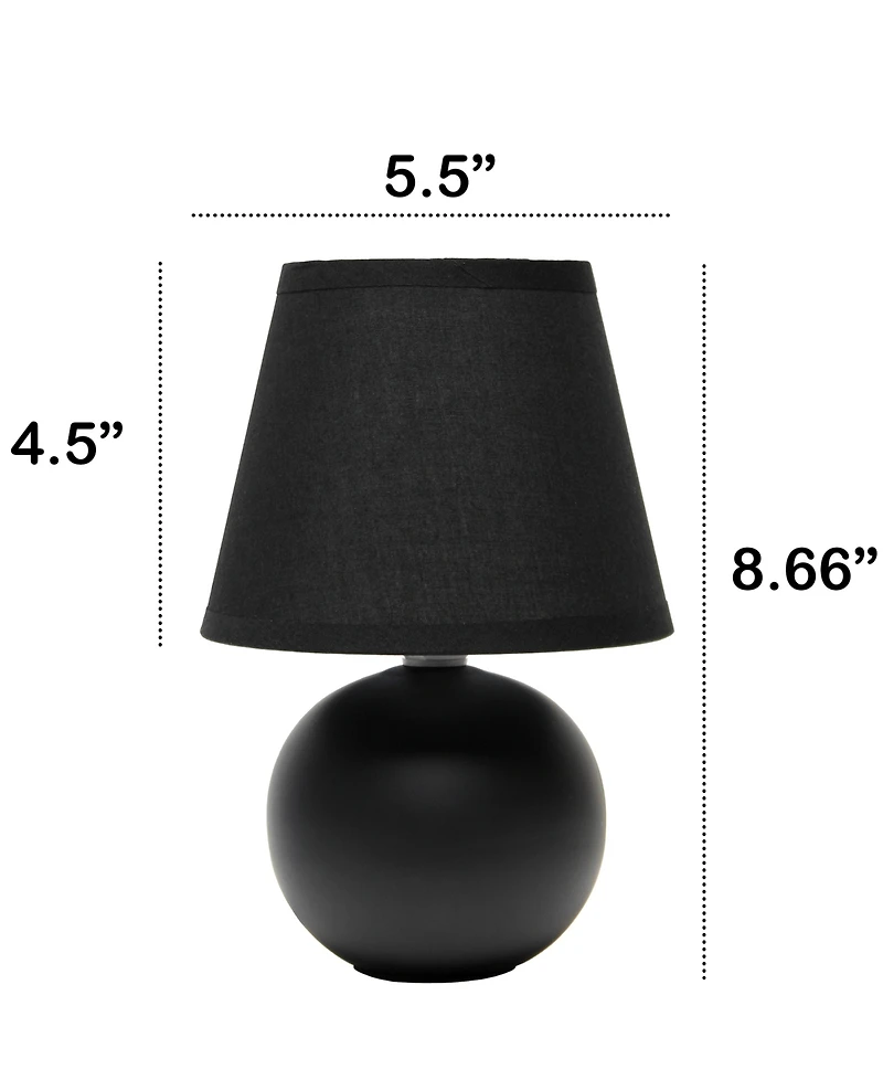 Creekwood Home Nauru 8.66" Traditional Petite Ceramic Orb Bedside Table Desk Lamp Two Pack Set, Tapered Drum Fabric Shade