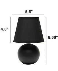 Creekwood Home Nauru 8.66" Traditional Petite Ceramic Orb Bedside Table Desk Lamp Two Pack Set, Tapered Drum Fabric Shade