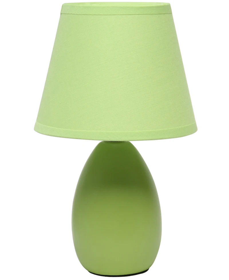 Creekwood Home Nauru 9.45" Traditional Petite Ceramic Oblong Bedside Table Desk Lamp with Tapered Drum Fabric Shade