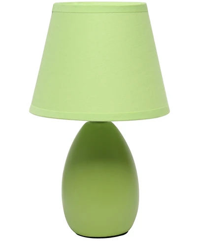 Creekwood Home Nauru 9.45" Traditional Petite Ceramic Oblong Bedside Table Desk Lamp with Tapered Drum Fabric Shade