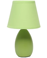 Creekwood Home Nauru 9.45" Traditional Petite Ceramic Oblong Bedside Table Desk Lamp with Tapered Drum Fabric Shade