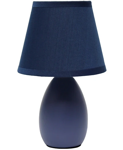 Creekwood Home Nauru 9.45" Traditional Petite Ceramic Oblong Bedside Table Desk Lamp with Tapered Drum Fabric Shade