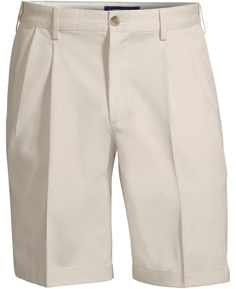 Lands' End Men's No Iron 9" Comfort Waist Pleated Front Chino Short