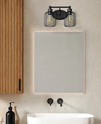 Lalia Home Ironhouse Two Light Industrial Decorative Cage Vanity Uplight Downlight Wall Mounted Fixture
