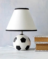 Simple Designs SportsLite 11.5" Tall Athletic Sports Soccer Ball Base Ceramic Bedside Table Desk Lamp with White Empire Fabric Shade