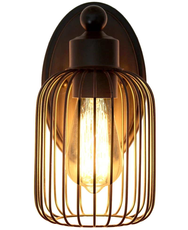 Lalia Home Ironhouse 10.5" One Light Industrial Decorative Cage Wall Sconce Uplight Downlight Wall Mounted Fixture