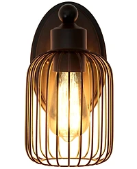 Lalia Home Ironhouse 10.5" One Light Industrial Decorative Cage Wall Sconce Uplight Downlight Wall Mounted Fixture