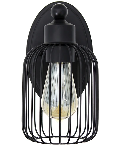 Lalia Home Ironhouse 10.5" One Light Industrial Decorative Cage Wall Sconce Uplight Downlight Wall Mounted Fixture