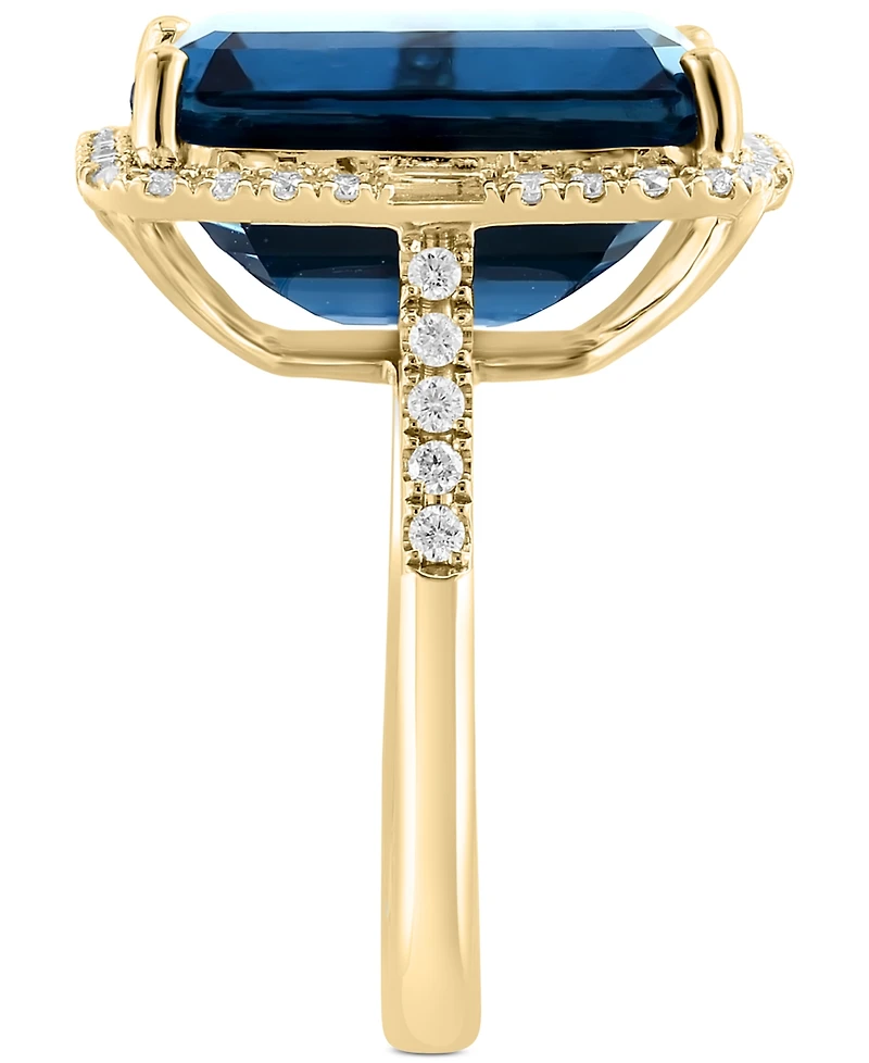 Effy Blue Topaz (10-3/4 ct. t.w.) & Diamond (3/8 Halo Ring 14k Gold