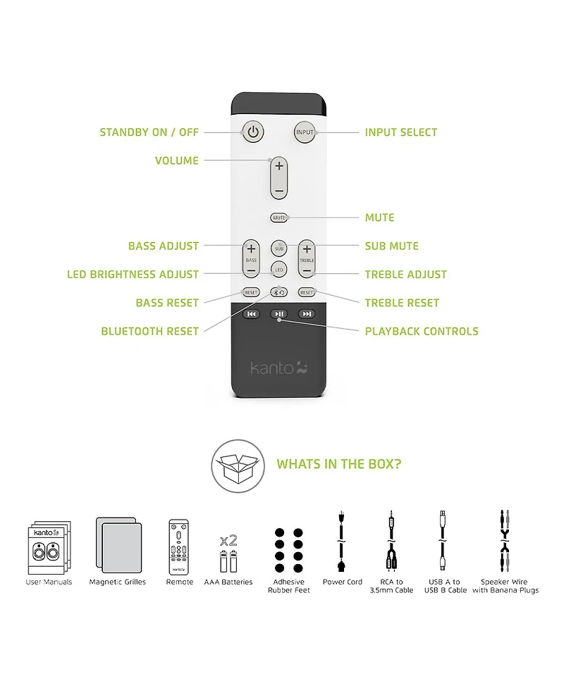 Kanto Tuk Premium Powered Bookshelf Speakers with Headphone Out, Usb Dac, Dedicated Phono Pre-amp, & Bluetooth - Pair