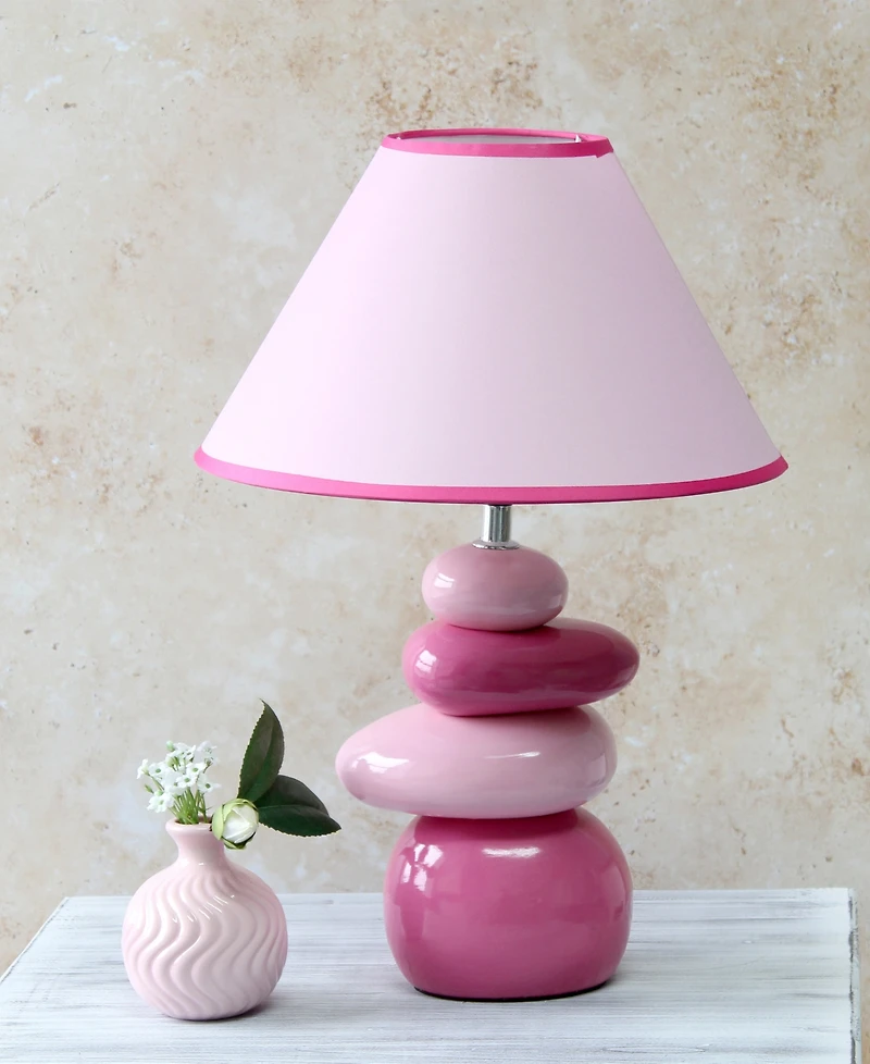 Creekwood Home Priva 17.25" Contemporary Ceramic Stacking Stones Table Desk Lamp