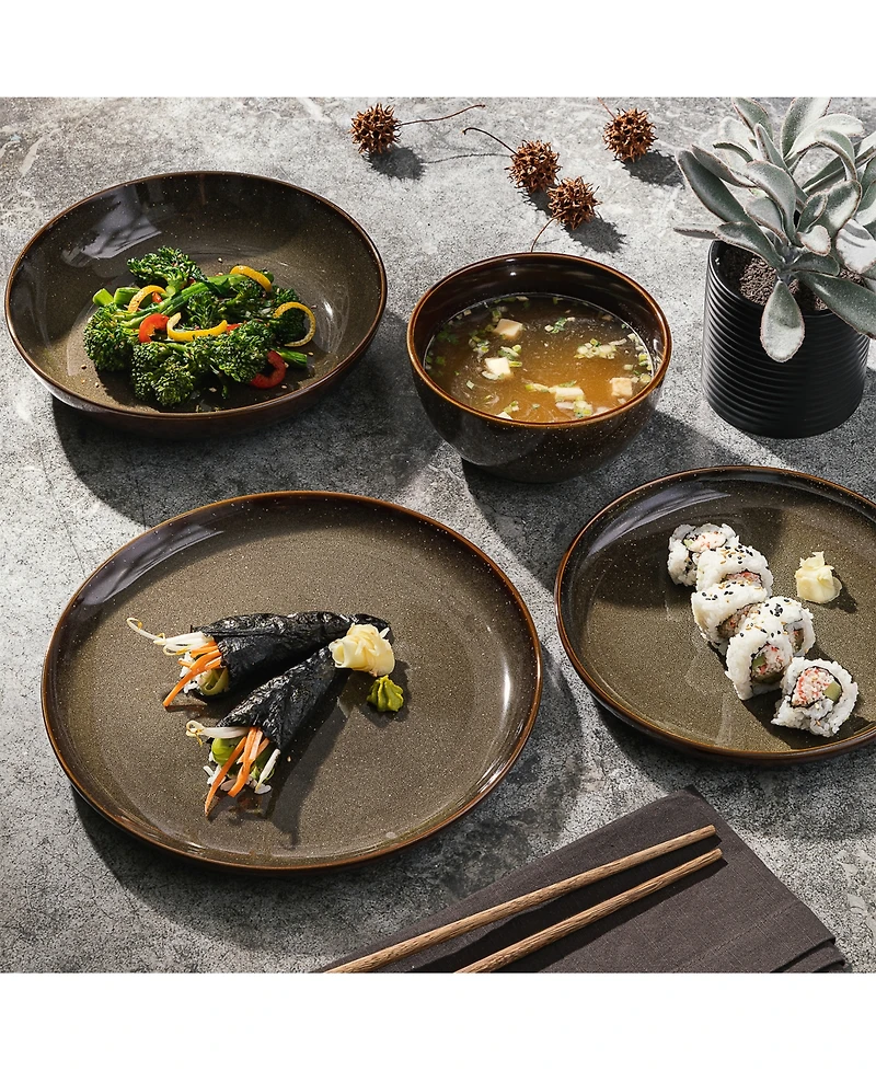 Gibson Elite Edwina 16 Piece Double Bowl Dinnerware Set, Service for 4