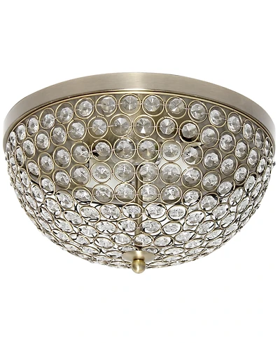Lalia Home 13" Classix Crystal Glam Two Light Decorative Dome Shaped Metal Flush Mount Ceiling Fixture