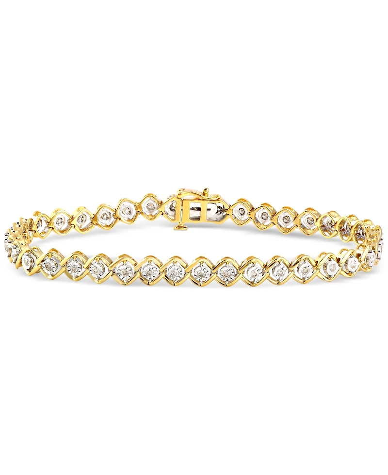 Diamond Open Link Tennis Bracelet (1/2 ct. t.w.) in Sterling Silver or Gold-Plated Sterling Silver