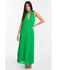 Quiz Women's Chiffon Pleated High Neck Midi Dress