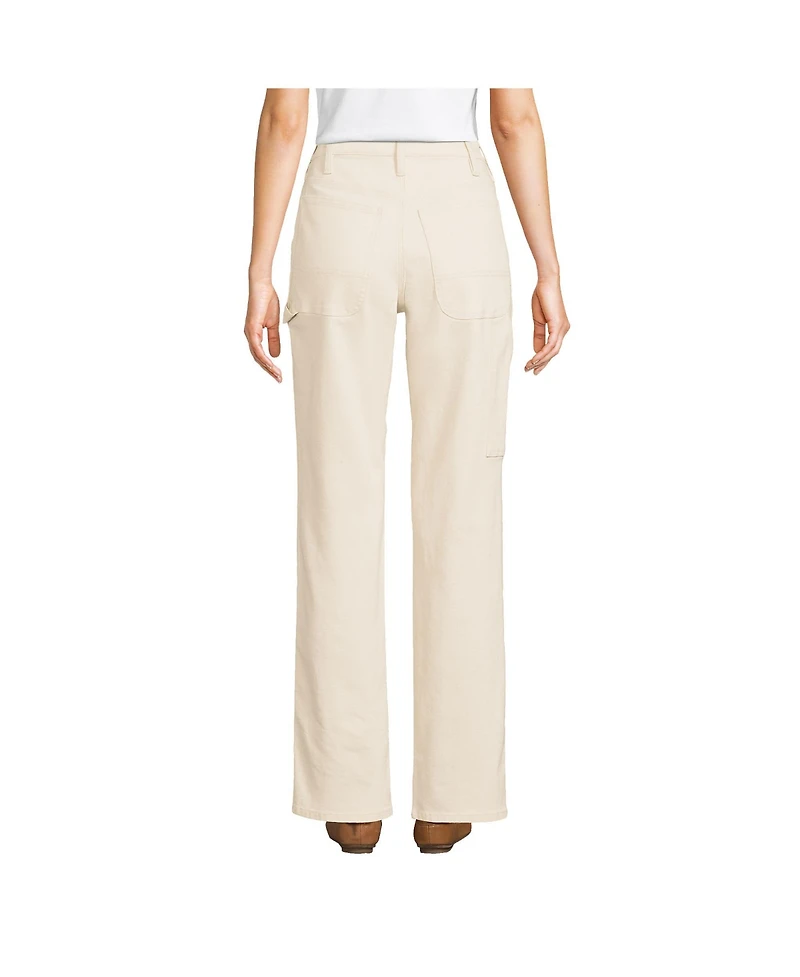 Lands' End Women's Recycled Denim High Rise Straight Leg Utility Jeans