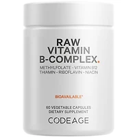 Raw Vitamin B-Complex Supplement - Essential B Vitamins with Probiotics, Digestive Enzymes, Fruits & Vegetables - 2-Month Supply - Methylfolate