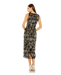 Mac Duggal Women's Abstract Beaded Sleeveless Midi Dress